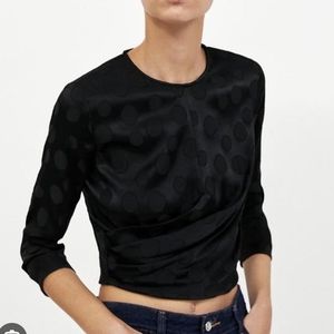 Zara Jacquard Polka Dot Crop Top